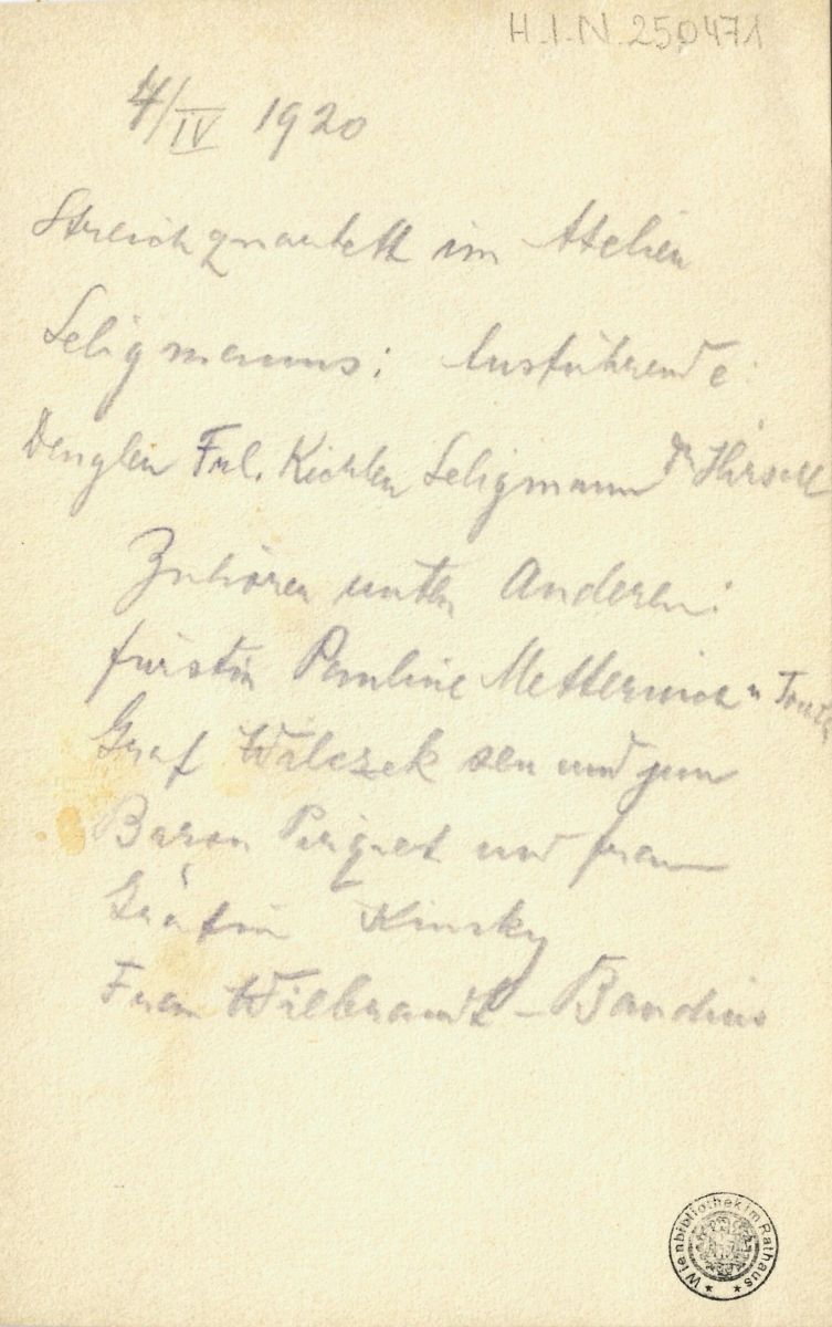  Karte zu Ostern, 04.04.1920. Wienbibliothek im Rathaus, H.I.N. 25047, Rückseite1