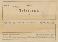 Telegramm von Gerhard von Breuning an Anna, Katharina und Josephine Fröhlich vom 15.8.1874, HIN-8126