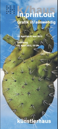 Yossi Lemel: Yossi Lemel in Mexico City, 2008. Bild: Moravian Gallery Brno Farbgraphik: Kaktus mit Stacheln, der wie ein detailgetreues menschliches Herz aussieht