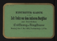 Eintrittskarte zur Eröffnung der Wiener Ringstraße