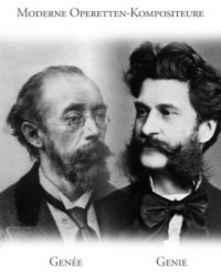 Richard Genée (Genée) und Johann Strauss Sohn (Genie) Schwarz-Weiß-Portraitzeichnung zweier Männer mit Bart