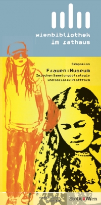 Frauen:Museum. Grafik: Alexander Ach Schuh, Illustration: Martina Fuchs Montage: Zeichnung junger Frau mit Rucksack und Schirmmütze & Zeichnung junge Frau von früher