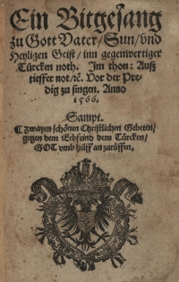 Titelblatt eines Drucks in Fraktur, unten Wappen