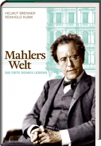 Buchcover: Portrait von Mahler, dahinter Gebäude