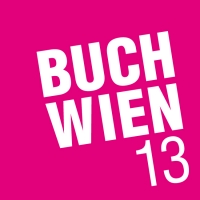Die Buch Wien 2013 findet in der Messe Wien statt. weiße Schrift auf pinkem Untergrund