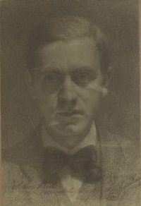 Schwarz-Weiß-Photographie: Portrait eines ernst blickenden Mannes