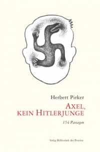 Buchcover: Umrisse Bubenkopf, darauf eine Eidechse, die Beine und Arme bilden ein Hakenkreuz