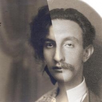 Käthe Braun-Prager und Felix Braun. Schwarz-Weiß-Photographie: Montage zweier Portraits, eines Mannes und einer Frau