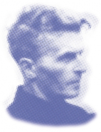 einzelne, kleine Punkte, die ein Portrait von Ludwig Wittgenstein formen